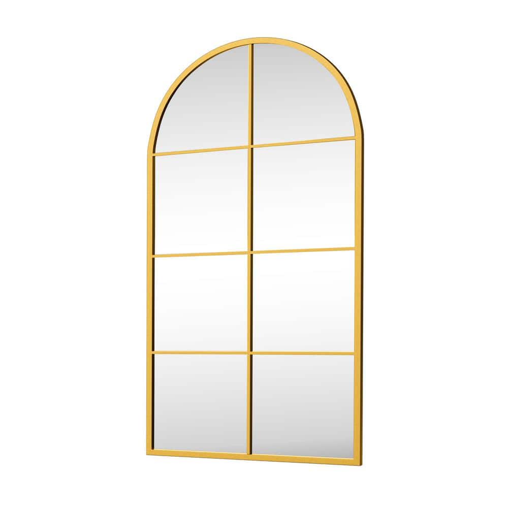 Gold 28 in. W x 55 in. H Right-Angled Arched Mirror Wall Mirror with Elegan