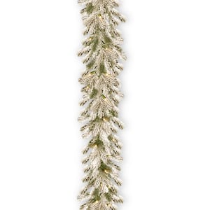 Glittery Mountain Spruce 9 ft. Garland with Clear Lights GLM1-300-9A-1 ...