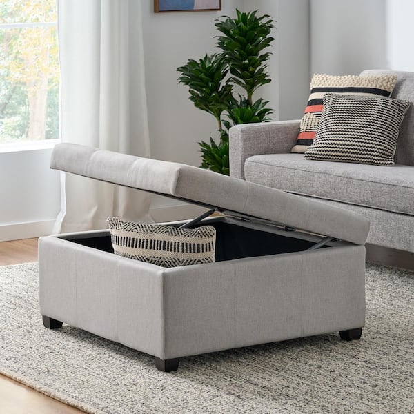 Noble House Carlsbad Light Gray Storage Ottoman 10316 - The Home Depot