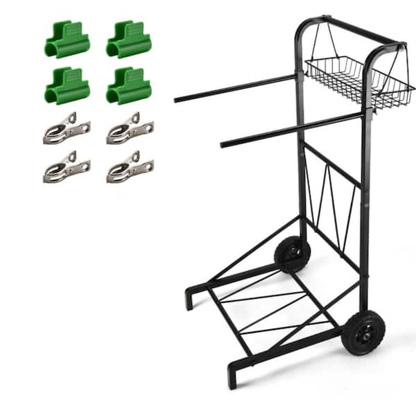 30 to 45 Gallon Trash Bag Holder Cart Adjustable with Storage Basket Black 1 Piece