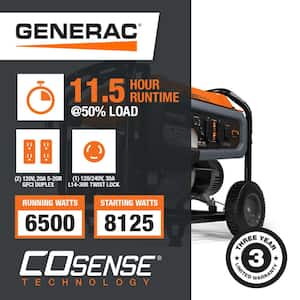 GP6500 6500-Watt Manual Start Gas-Powered Portable Generator with CO-Sense, 49-ST/CSA