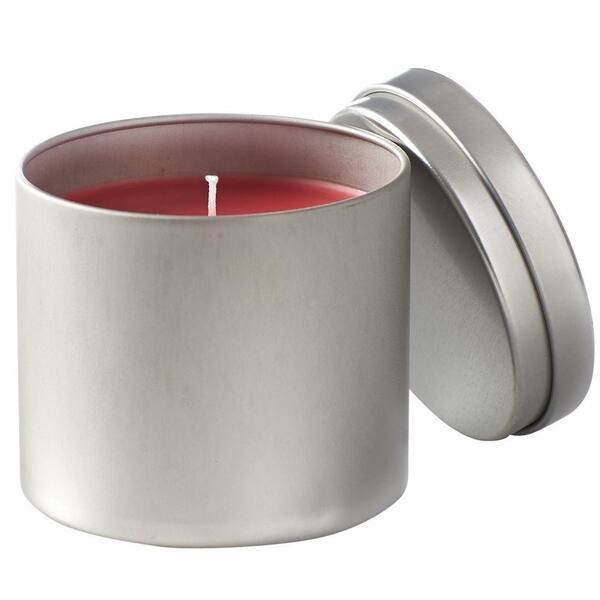 Unbranded 3.5 in. Tin Ginger Apple Deep Red Candle with Lid