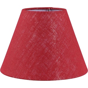 Mix and Match 9 in. Red Burlap Empire Lamp Shade with Spider Fitter