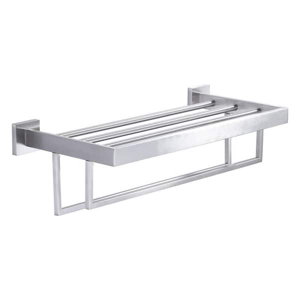 IVIGA 20 in. Wall Mounted Single Towel Rack Holder with 2-Towel Bars in Stainless Steel Brushed Nickel