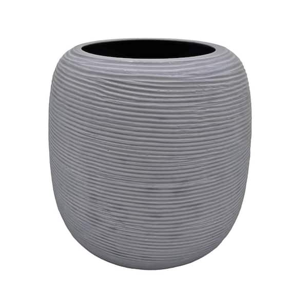 4" Decorative Gray Ribbed Pot Vase
