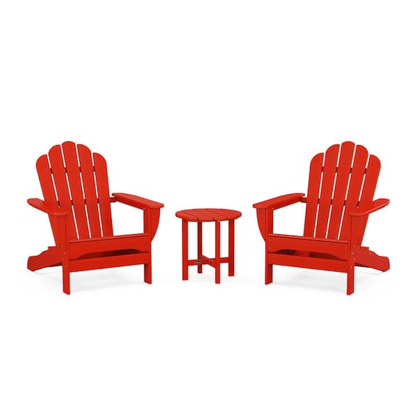 Trex Outdoor Furniture Red Oversized 3-Piece Plastic Patio Conversation Set Adirondack Patio Conversation Set in Sun Monterey Bay