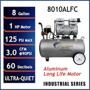 Ultra Quiet and Oil-Free 1.0 HP 8.0 Gal. 120 PSI Electric Aluminum Tank Air Compressor