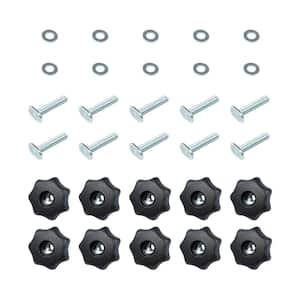 5 Pack Female 7 Pointed Star Plastic Jig Hand Knob 1/4"-20 Threaded Thread 