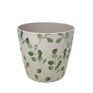 7 in. Green Leaves Round Self-Watering Bamboo Pot