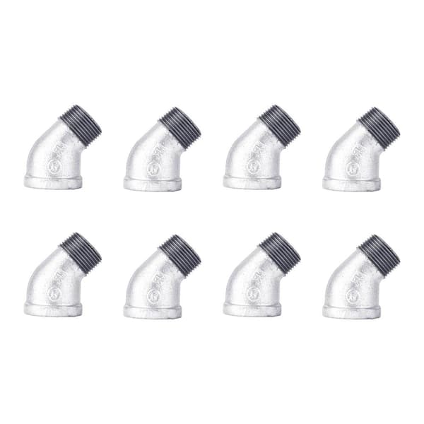 PIPE DECOR 1/2 in. Galvanized Iron 45-Degree FPT x MPT Street Elbow Fitting (8-Pack)