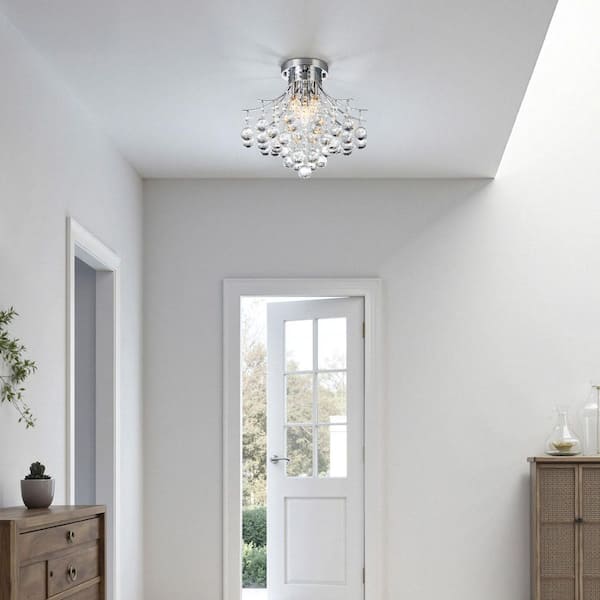 Merra 3-Light Chrome Flush Mount with Crystal Shade HCF-1302-00