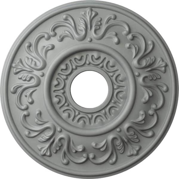 Ekena Millwork 18" x 3-1/2" ID x 1" Valletta Urethane Ceiling Medallion (Fits Canopies upto 3-1/2"), Primed White
