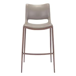 28.7 in. Gray Low Back Metal Bar Chair with Upholstery Seat Set of 2