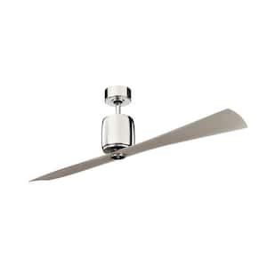 Ferron 60 in. Indoor Polished Nickel Downrod Mount Ceiling Fan with Remote Control