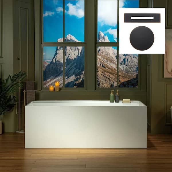 67 in. x 31.5 in. Soaking Bathtub with Reversible Drain in White with Oil Rubbed Bronze