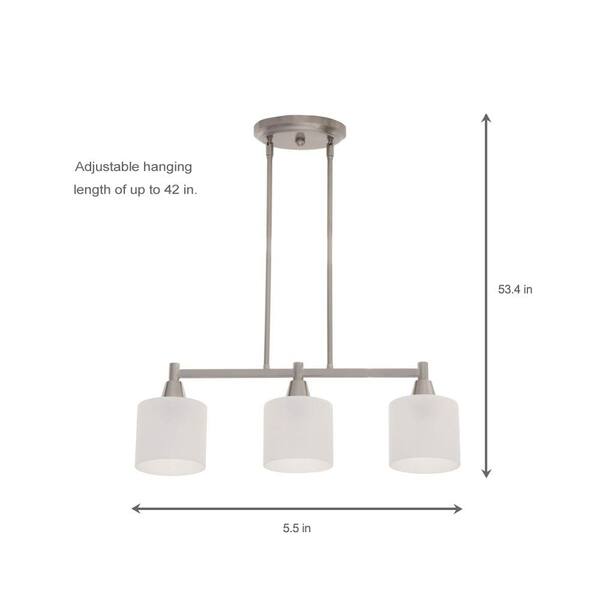 Hampton Bay Oron 3 Light Brushed Steel Island With White Glass Shades Hdp12070 Hampton Bay Oron 3 Light Brushed Steel, Black Stainless Steel Kitchen Light Fixtures