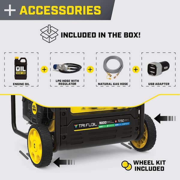 papahati2000　e⑥ 8000W Electric Start Tri Fuel Generator with CO Shield