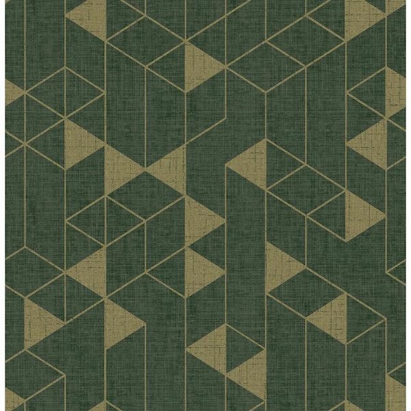 SCOTT LIVING Fairbank Evergreen Linen Geometric Wallpaper Sample