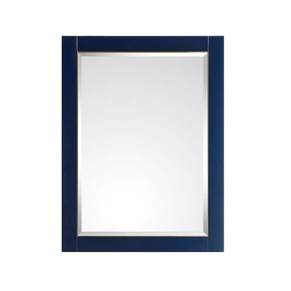 Mason 24 in. W x 32 in. H Framed Rectangular Beveled Edge Bathroom Vanity Mirror in Navy Blue