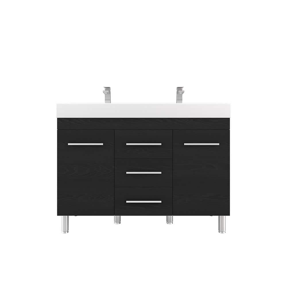 Ripley 48 in. W x 19 in. D x 36 in. H Vanity in Black with Acrylic Vanity T