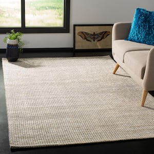 Marbella Ivory 10 ft. x 14 ft. Striped Solid Color Area Rug