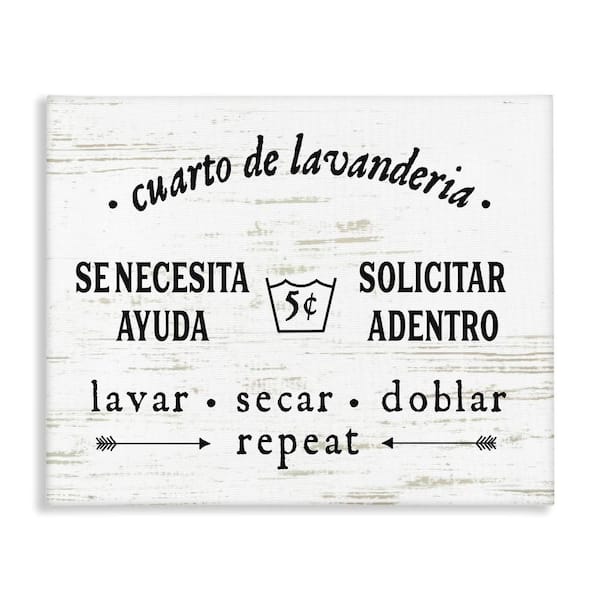 Stupell Industries Laundry Room Help Needed by Lettered and Lined Gallery Wrapped Unframed Typography Graphic Art Print 24 in. x 30 in.