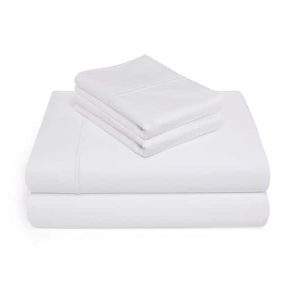 1000 Thread Count 4 Piece White Solid Pima Cotton King Sheet Set