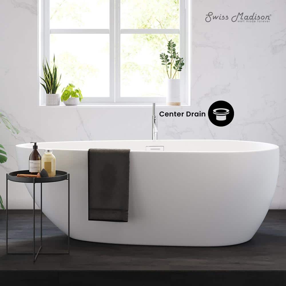 Monaco 67" White Acrylic Freestanding Oval Bathtub