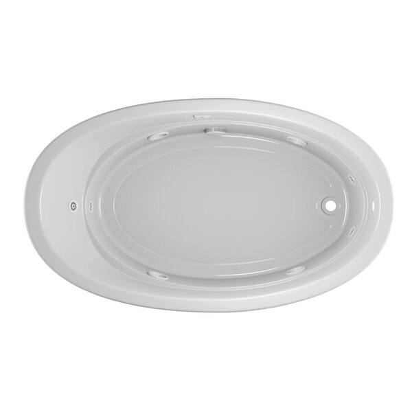 JACUZZI Riva 72 in. x 42 in. Acrylic Right-Hand Drain Oval Drop-in Whirlpool Bathtub with Heater in White