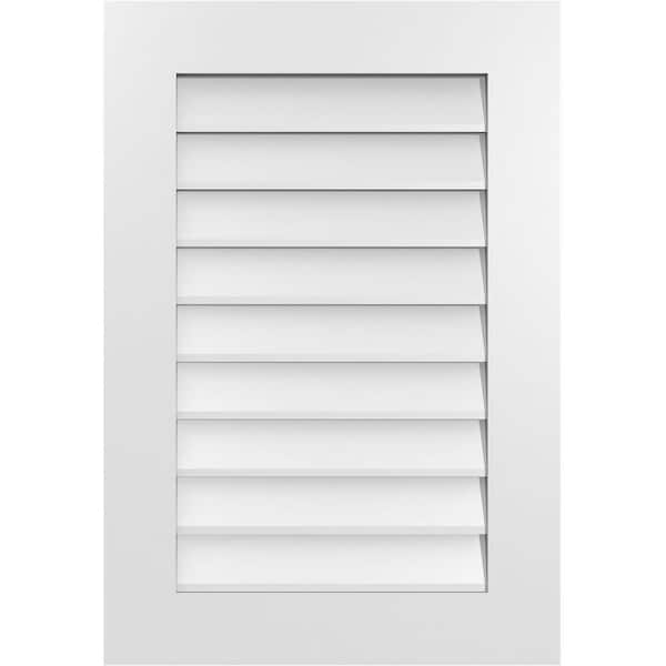 Ekena Millwork 22 in. x 32 in. Vertical Surface Mount PVC Gable Vent: Decorative with Standard Frame