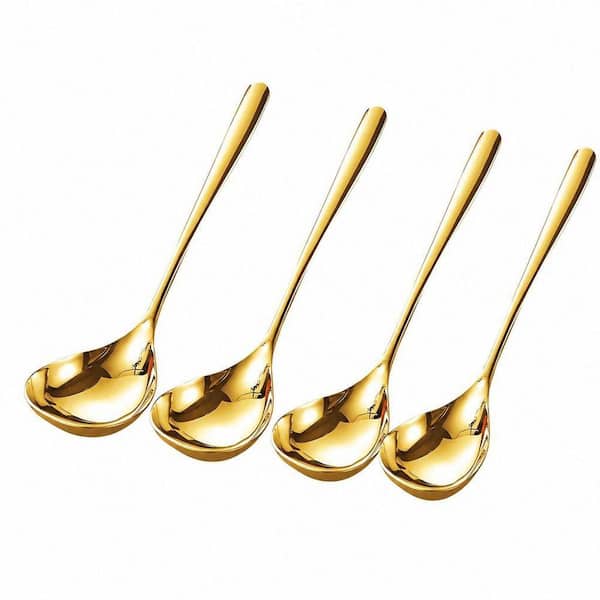 4-Pack 8 in. Gold Gravy Ladle, Stainless Steel Soup Ladle, Small Soup Ladle, Sauce Ladle for Stirring, Dishwasher Safe