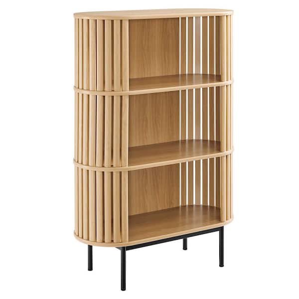 Fortitude Oak 51 in. Three Tier Display Cabinet / Bookshelf with Open Storage