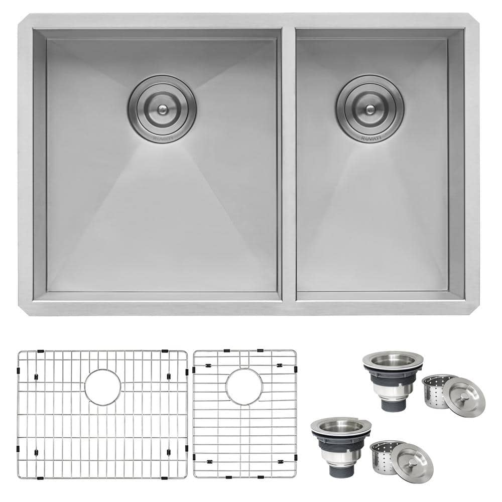 Ruvati 29 in. Double Bowl 60/40 Undermount 16-Gauge Stainless Steel ...