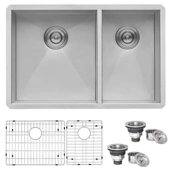 Ruvati Nesta 29 in. Undermount 60/40 Double Bowl 16-Gauge Stainless Steel Kitchen Sink