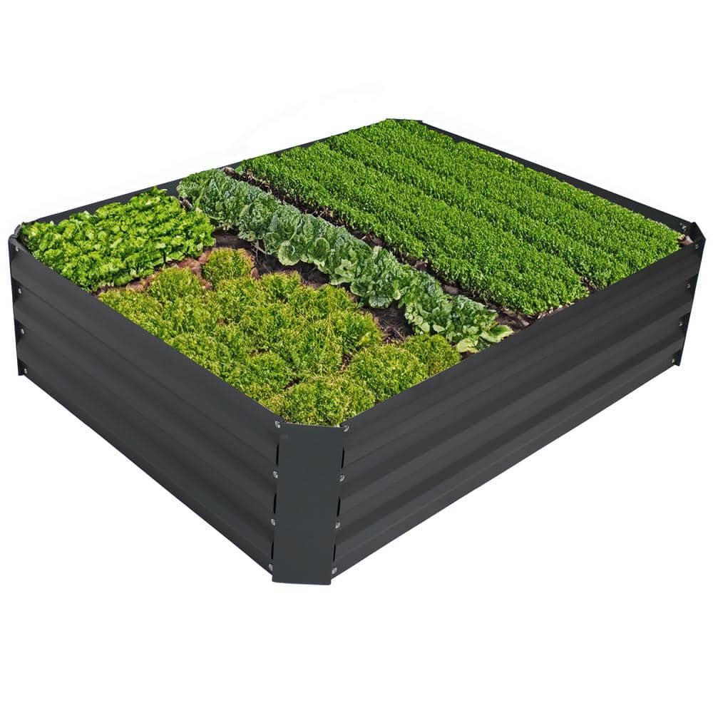 Gray Galvanized Steel 1' Tall Rectangle Raised Garden Bed
