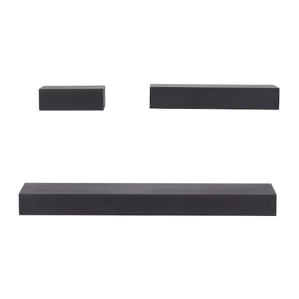 CosmoLiving by Cosmopolitan Black 3 Shelves Wood Wall Shelf (Set of 3)