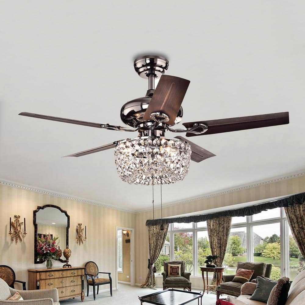 Angel 43-Inch Brown Crystal Chandelier Ceiling Fan with Lighting