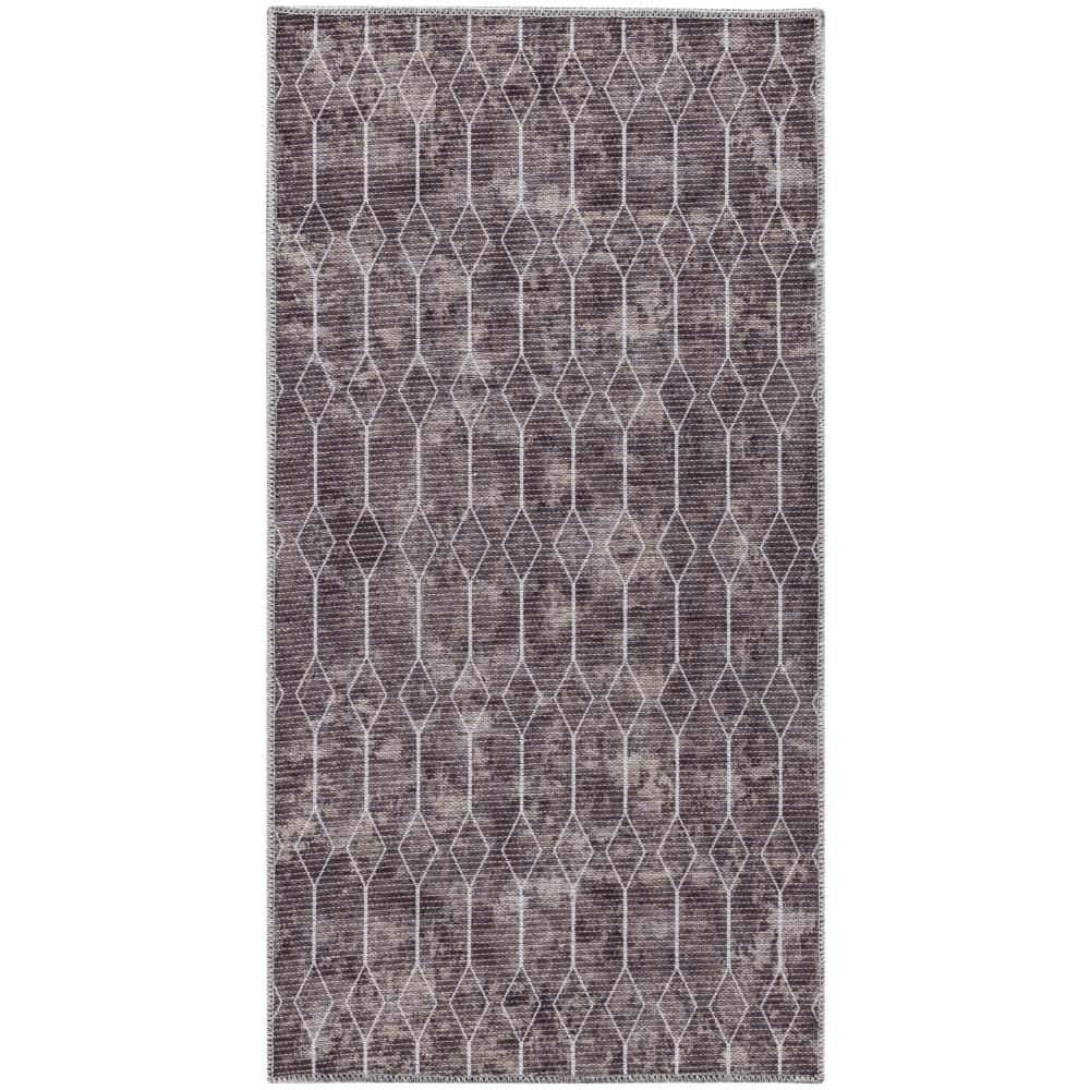 Mocha doormat 2 ft. x 4 ft. Geometric Contemporary Machine Washable Series 