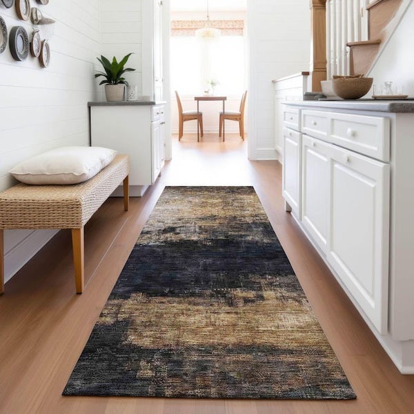 Mayfield Premium Machine Washable Abstract AMF1209 Charcoal 2 ft. 3 in. x 7 ft. 6 in. Runner Rug