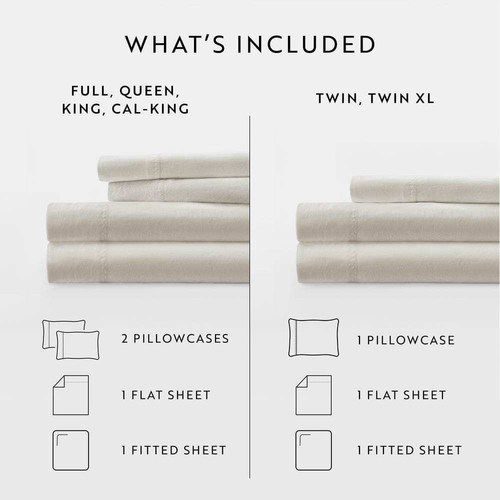 Ivory King Cotton Deep Pocket Solid Sheet Set