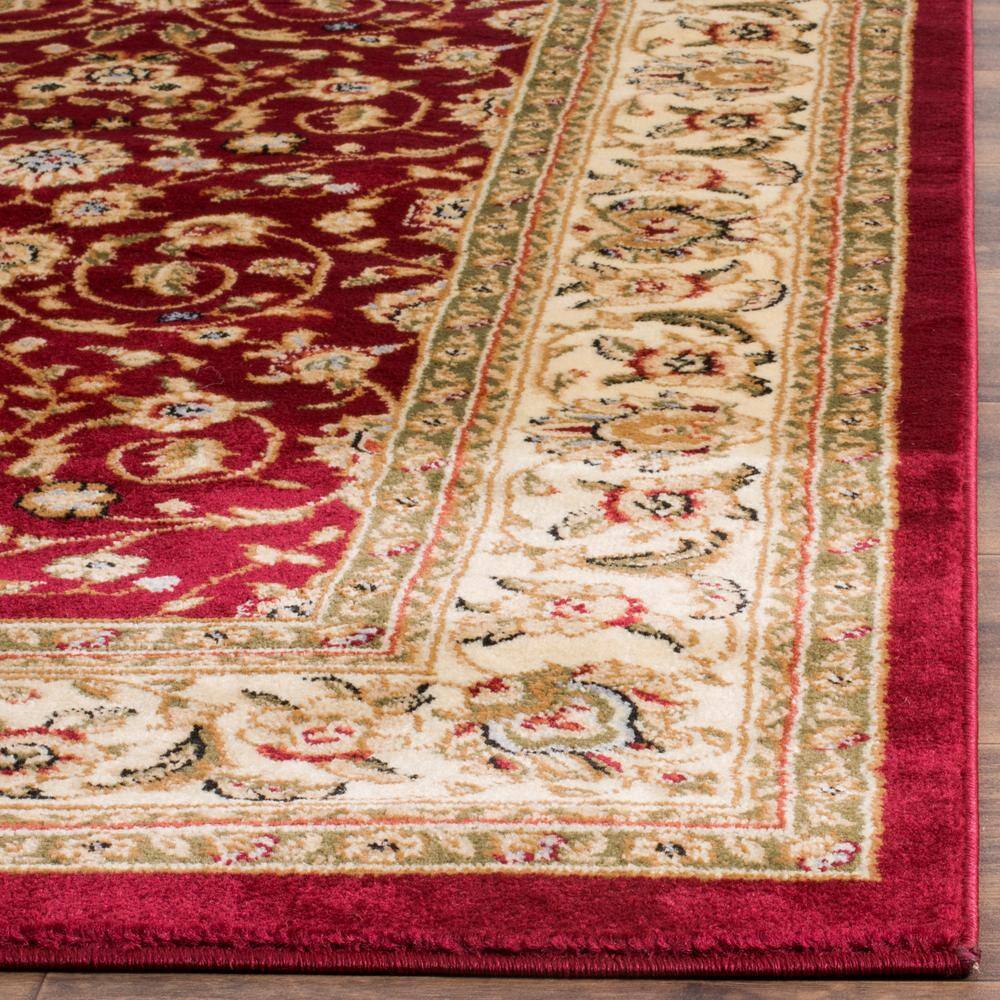 Red and Ivory Floral Motif 4' x 6' Synthetic Area Rug