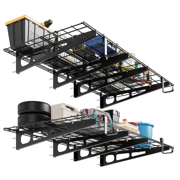 2-Pack, 72 in. W x 24 in. D Garage Wall Shelf, Garage Wall Mounted Shelves Heavy-Duty 800 lbs. Load Metal Steel