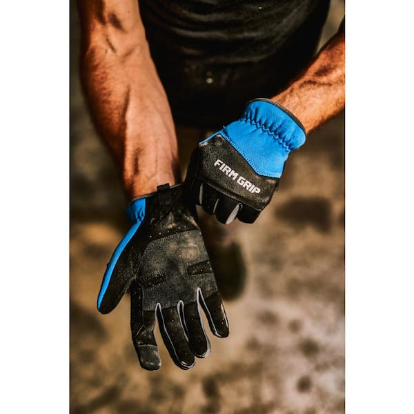 Big Time Products 99516-23 True Grip Hybrid Leather Work Gloves,  Pigskin/Spandex, Blue, Men's, Medium