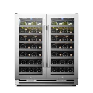 62 Bottle 2 Door Seamless Stainless Steel Wine Refrigerator