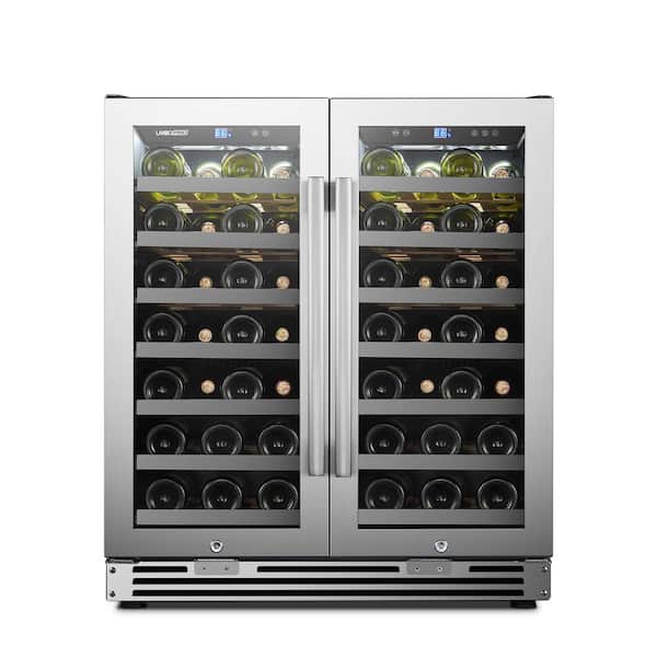 LANBO 62 Bottle 2 Door Seamless Stainless Steel Wine Refrigerator