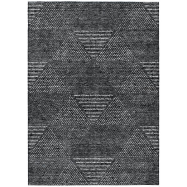 Chantille Machine Washable Indoor/Outdoor Abstract ACN777 Charcoal 9 ft. x 12 ft. Area Rug