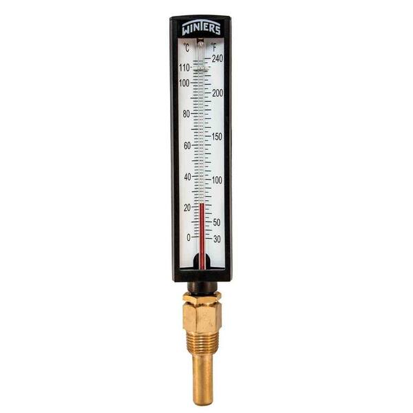Winters Instruments 5 in. Straight Industrial Thermometer with 1/2 in. NPT Lead-Free Brass Well with Temperature Range of 30-240 F/C