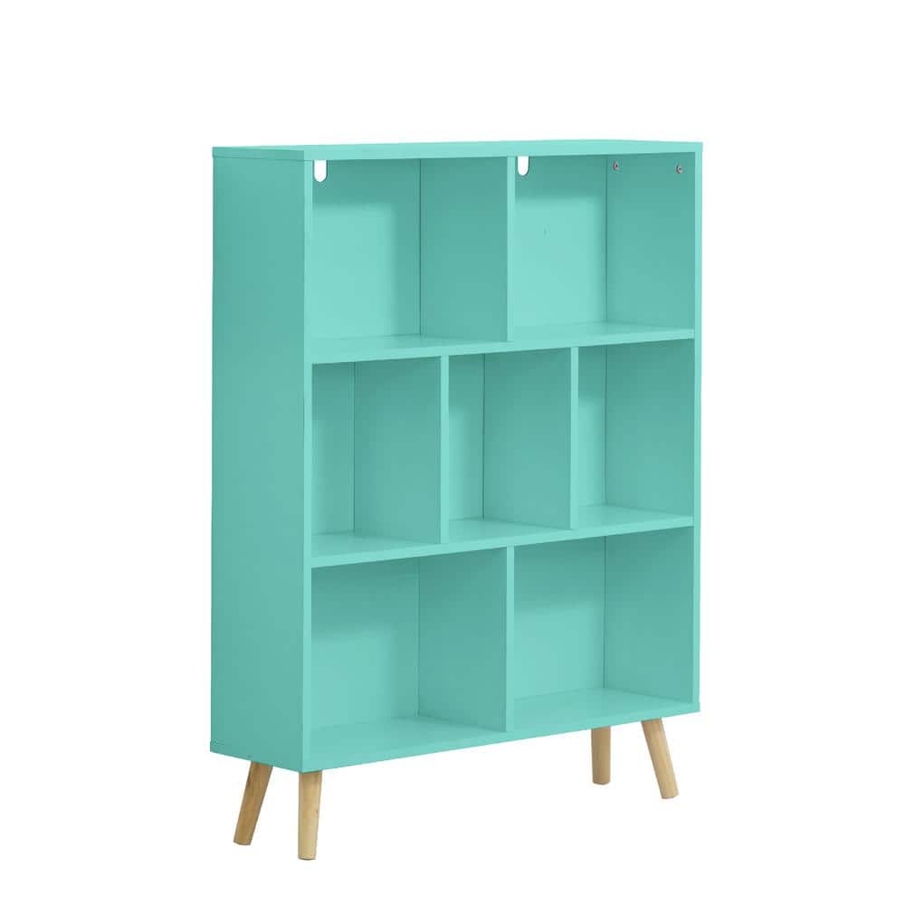42.1 in. H x 31.5 in. W x 9.4 in. D Tiffany Green Wooden 7-Cube Storage Organizer with Legs price history on PriceWatchPro