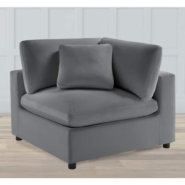 Casella Charcoal Performance Fabric Corner Wedge Accent Chair