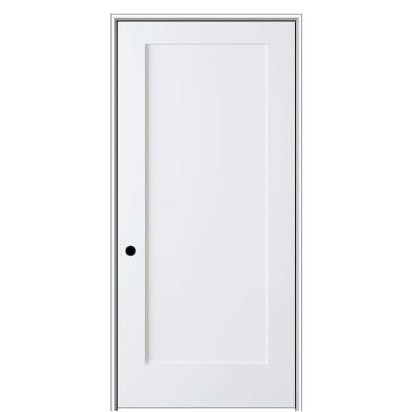 MMI Door Shaker Flat Panel 20 in. x 80 in. Right Hand Solid Core Primed HDF Single Pre-Hung Interior Door with 6-9/16 in. Jamb